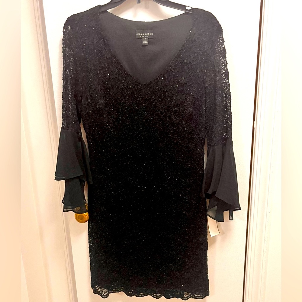 Black Long Sleeve Dress with Flared Cuffs